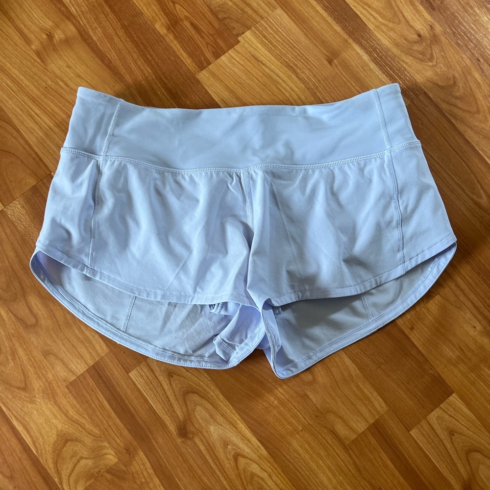 Pale purple lululemon speed up shorts 2.5